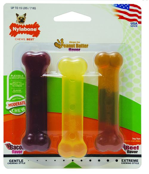 Nylabone Moderate Chew Huesos Surtidos Pack X 3 Petite