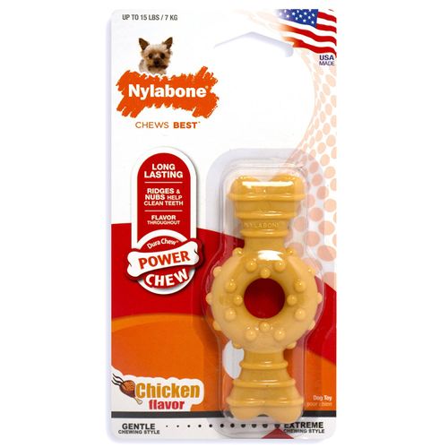 NYLABONE POWER CHEW HUESO RING PETITE POLLO