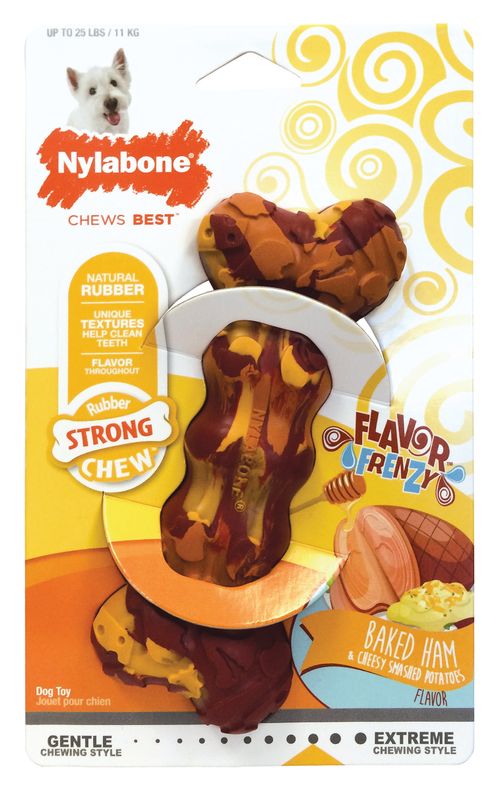 NYLABONE STRONG CHEW FRENZY HUESO CAUCHO REGULAR JAMON