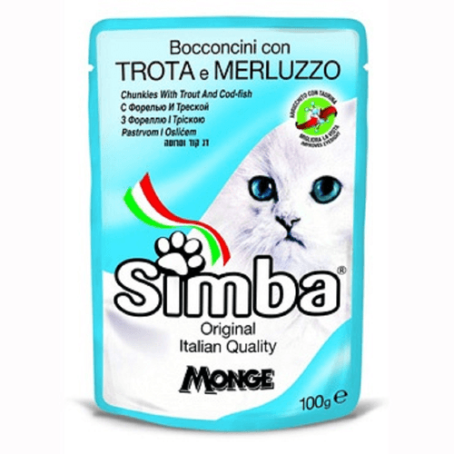 Pouch Simba Cat Merluza X 100 Gr (Trout & Codfish)