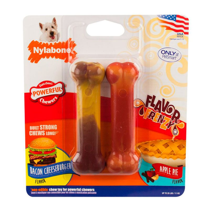 Juguete-perro-NYLABONE-POWER-CHEW-FRENZY-HUESO-REGULAR-TOCINO-MANZANA