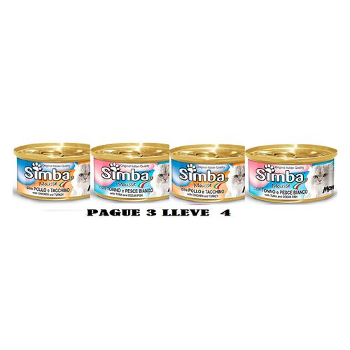 PROMOCION SIMBA CAT PATE X 85 GRS SABORES SURTIDOS PAGA 3 LLEVA 4
