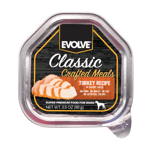 Evolve Dog Classic Bandeja  Crafted Meals Pavo - 3.5 Oz - 99 Gr