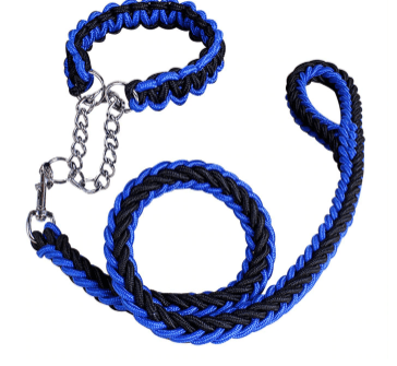 Collar Tipo Ahogo Con Trailla Trenzada Colores Variados - Pa12M