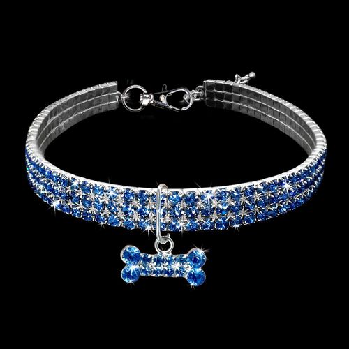 Collar Huesito Imitacion Diamantes Para Perros Y Gatos Colores Variados - Pa67S