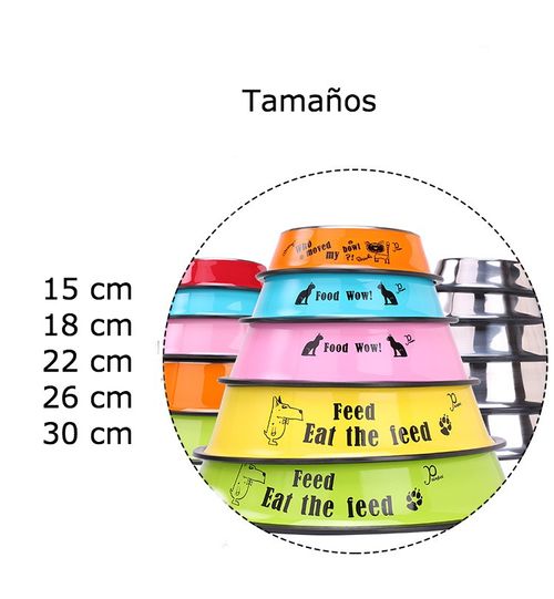Comedero En Acero Inoxidable Con Color Y Dibujos 15Cm - Pc1115Cm