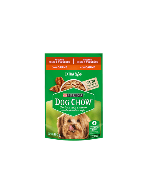 Dog Chow Pouch Adultos Minis Y Pequeños Con Carne X 100 Gr
