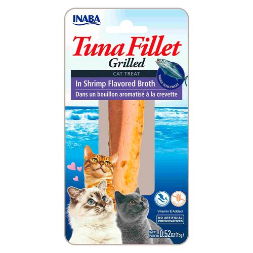 Inaba Cat Snack Grilled Tuna Fillet - In Shrimp Flavored Broth - Caldo De Camaron 15 Gr