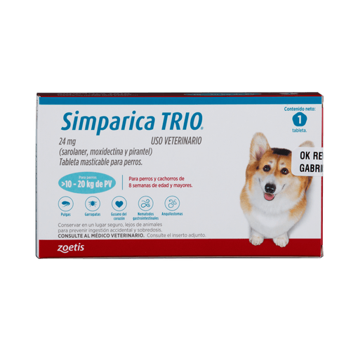 Simparica Trio Caja X 1 Tab. (10 - 20Kg) Azul