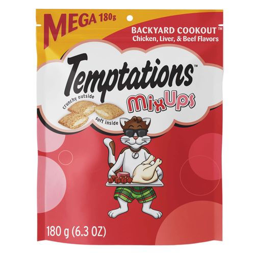 Temptations Snack Para Gatos Adultos Pollo, Hígado Y Carne 180 g