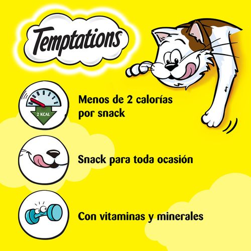 Temptations Snack Para Gatos Adultos Pollo, Hígado Y Carne 180 g