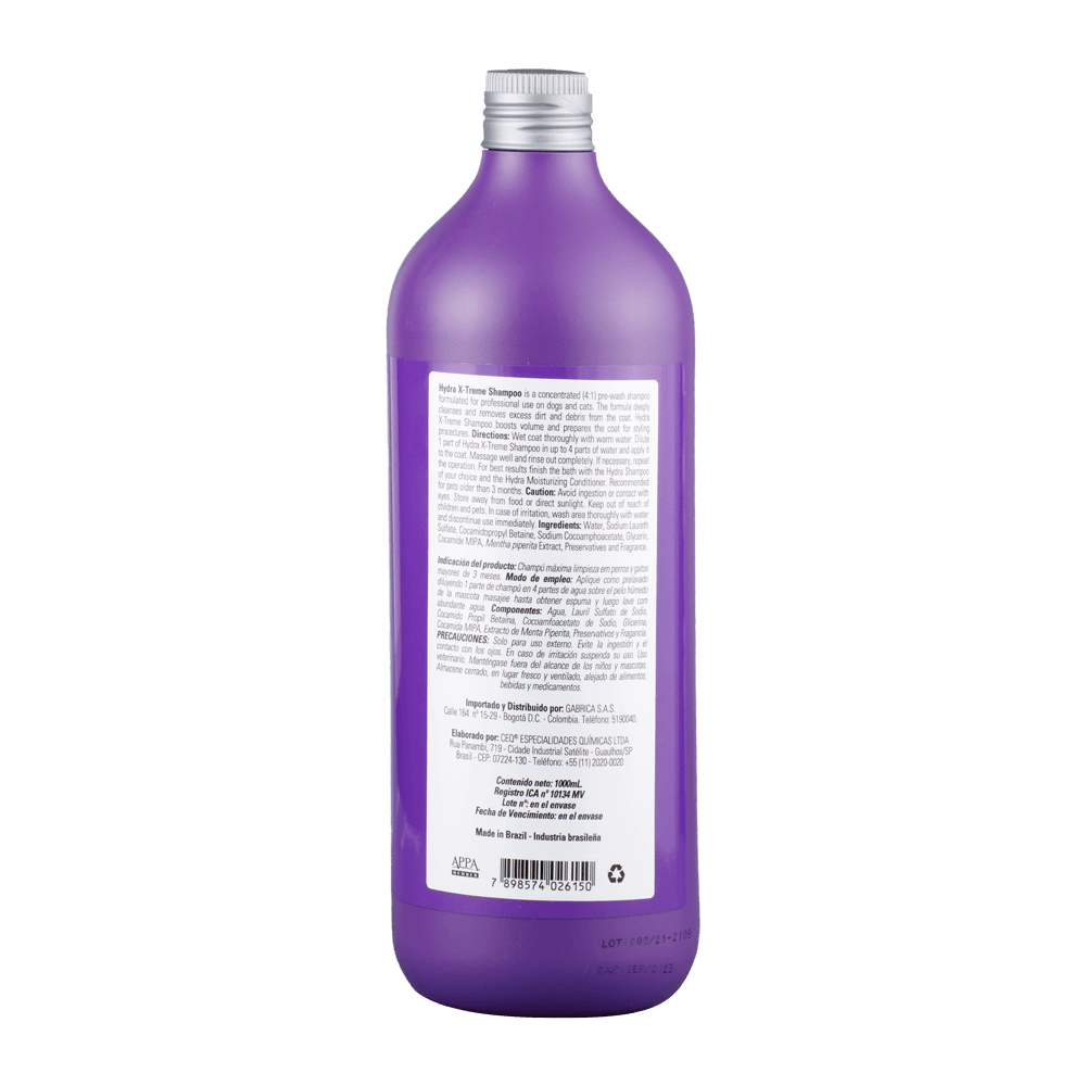 HYDRA XTREME SHAMPOO X 1000 ml/33.8 OZ (14) Animals Veterinaria Tu
