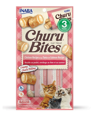 Inaba Cat Snack Churu Bites Pollo Wraps 3 Piezas - Atun  Con Salmon 30 Gr