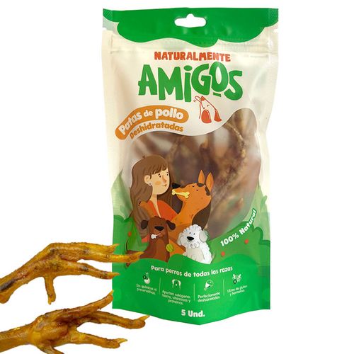 Amigos Patas De Pollo Natural Y Deshidratadas Para Perros 5 Und