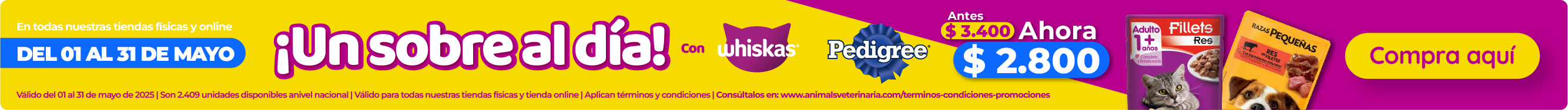 Un sobre al día Whiskas y Pedigree